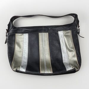 Tignanello Leather Metallic Hobo‎ Purse Bag Shoulder Handbag